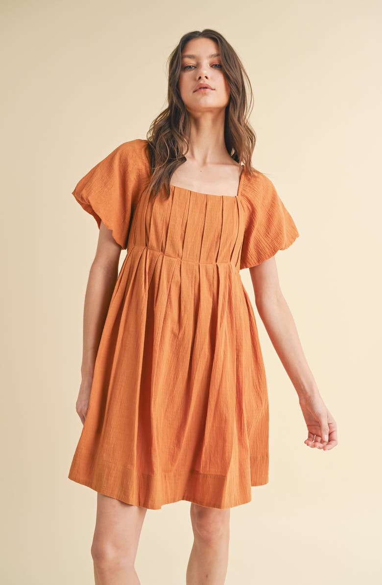 WISHLIST Puff Sleeve Babydoll Dress, Alternate, color, Camel