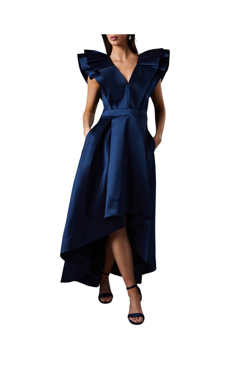 Coast Frill Sleeve V-Neck Midi Dress, Main, color, Navy