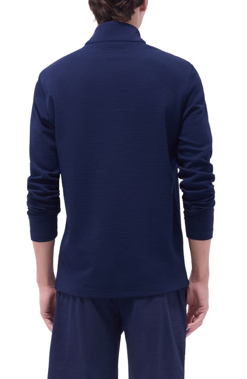 Bugatchi Waffle Knit Quarter Zip Performance Pullover In Navy