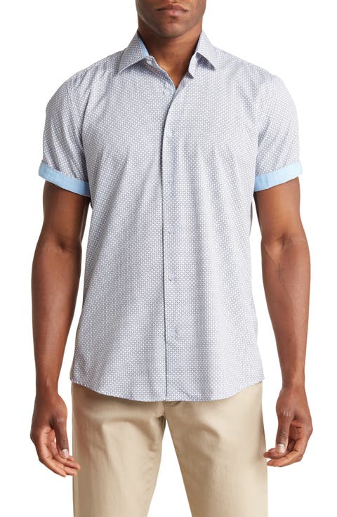 Slim Fit Short Sleeve Performance Stretch Button-Up Shirt
