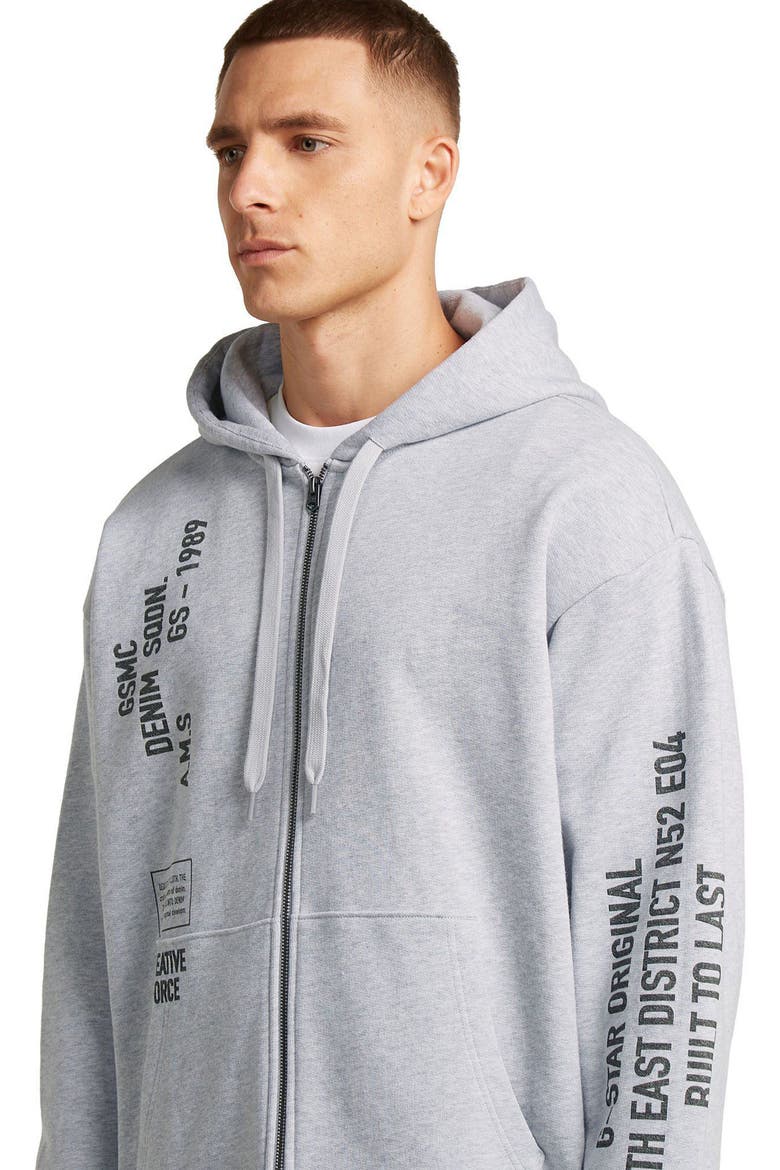Stencil Graphic Relaxed Full Zip Hoodie, Alternate, color, LIGHT GREY HTR