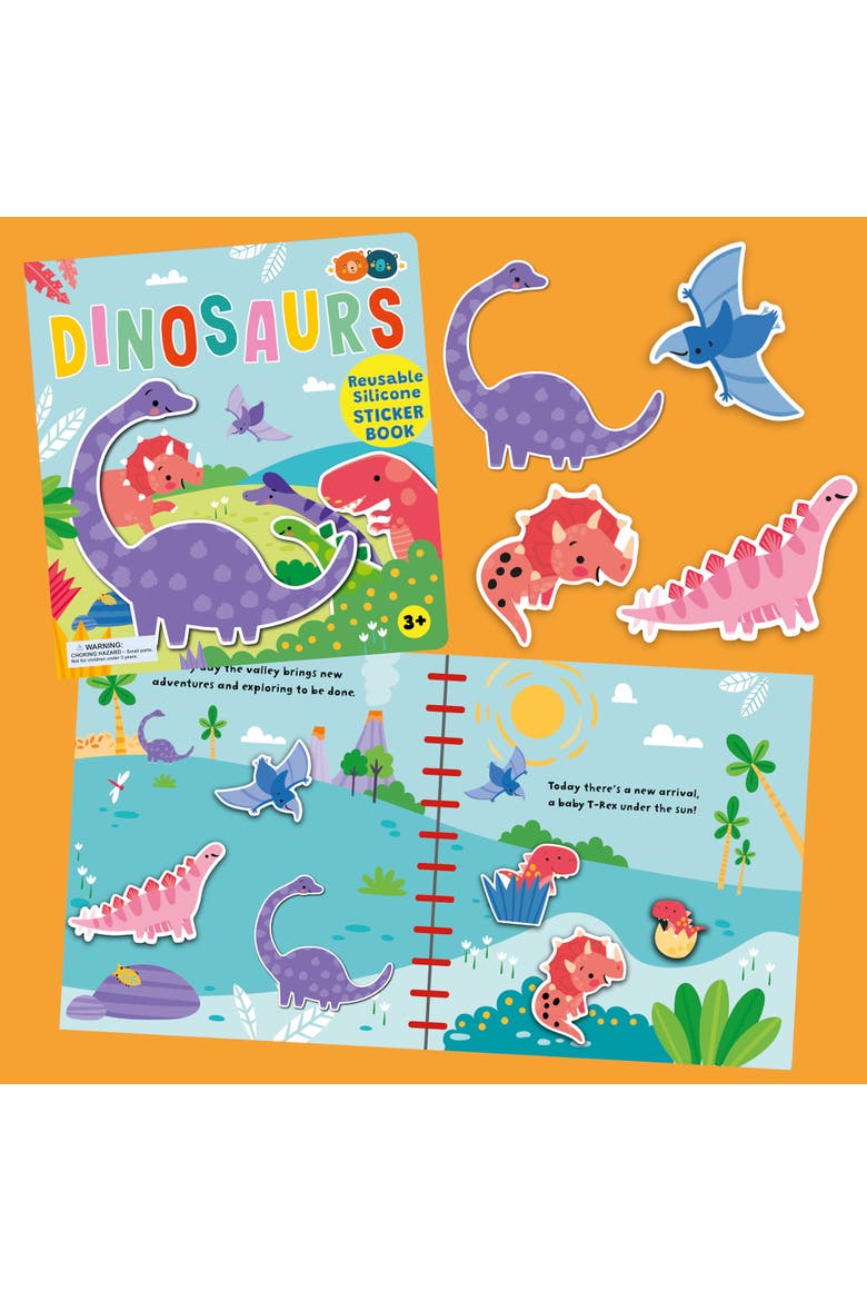 Reusable Silicone Sticker Book, Dinosaurs, Kids 3+, Alternate, color, Multicolored