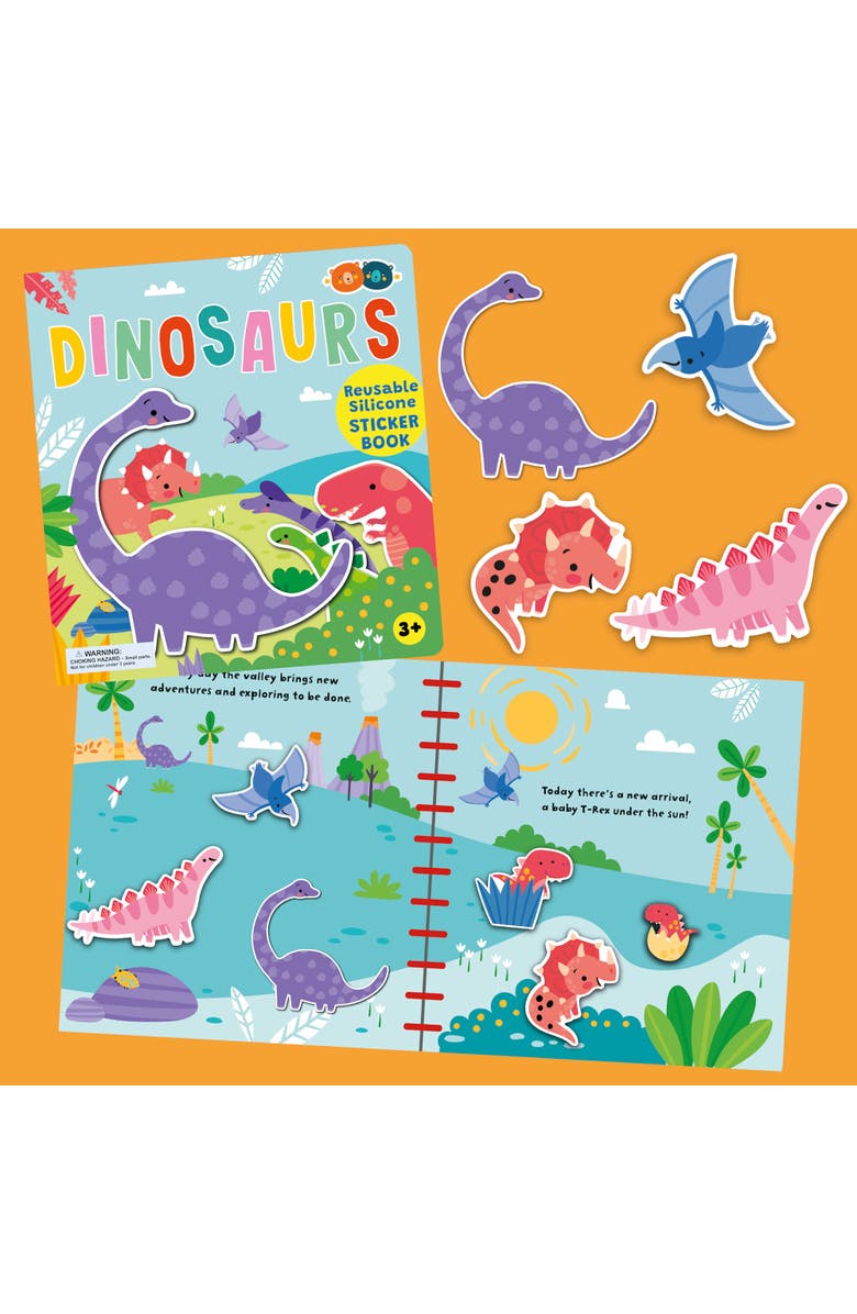 Buddy & Barney Reusable Silicone Sticker Book, Dinosaurs, Kids 3+, Alternate, color, Multicolored
