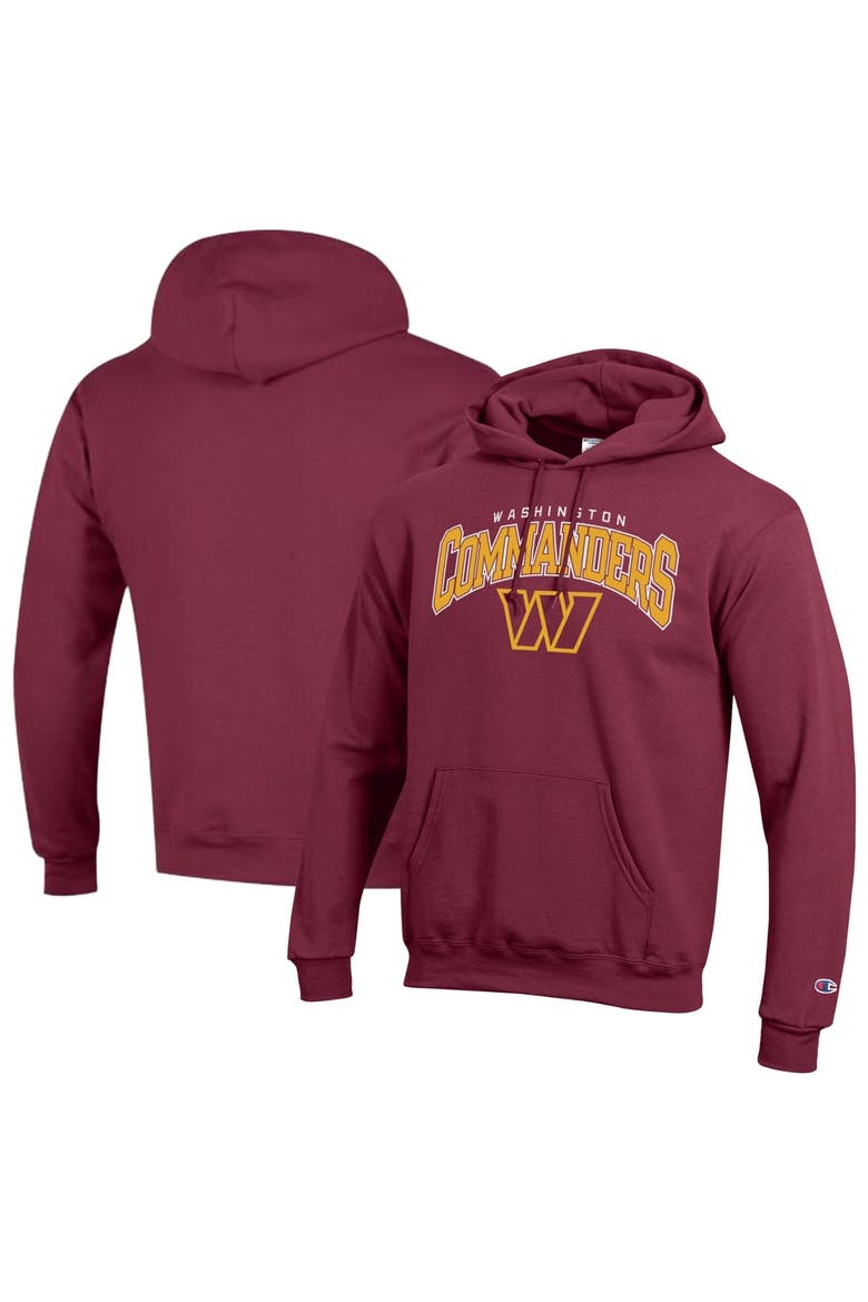 Men's Champion Burgundy Washington Commanders Powerblend Arch over Logo Hoodie, Main, color, Burgundy