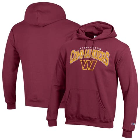 Men's Champion Burgundy Washington Commanders Powerblend Arch over Logo Hoodie
