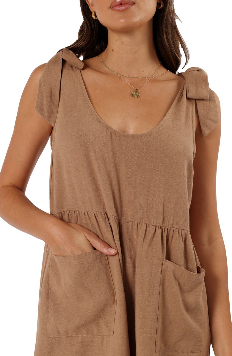 Petal & Pup Lindy Sleeveless Linen Romper, Alternate, color, Mocha