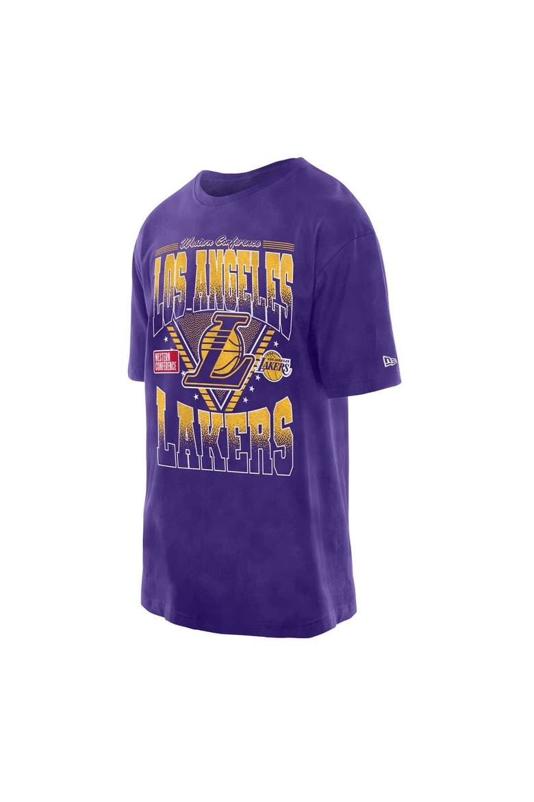 Men's New Era Purple Los Angeles Lakers Old School Sport Vintage Wash T-Shirt, Alternate, color, Purple