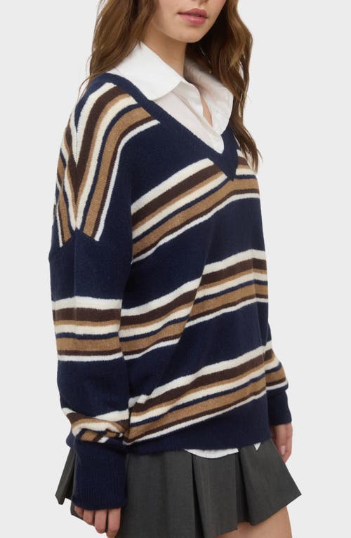 Blu Pepper Pullover V-neck Sweater In Blue