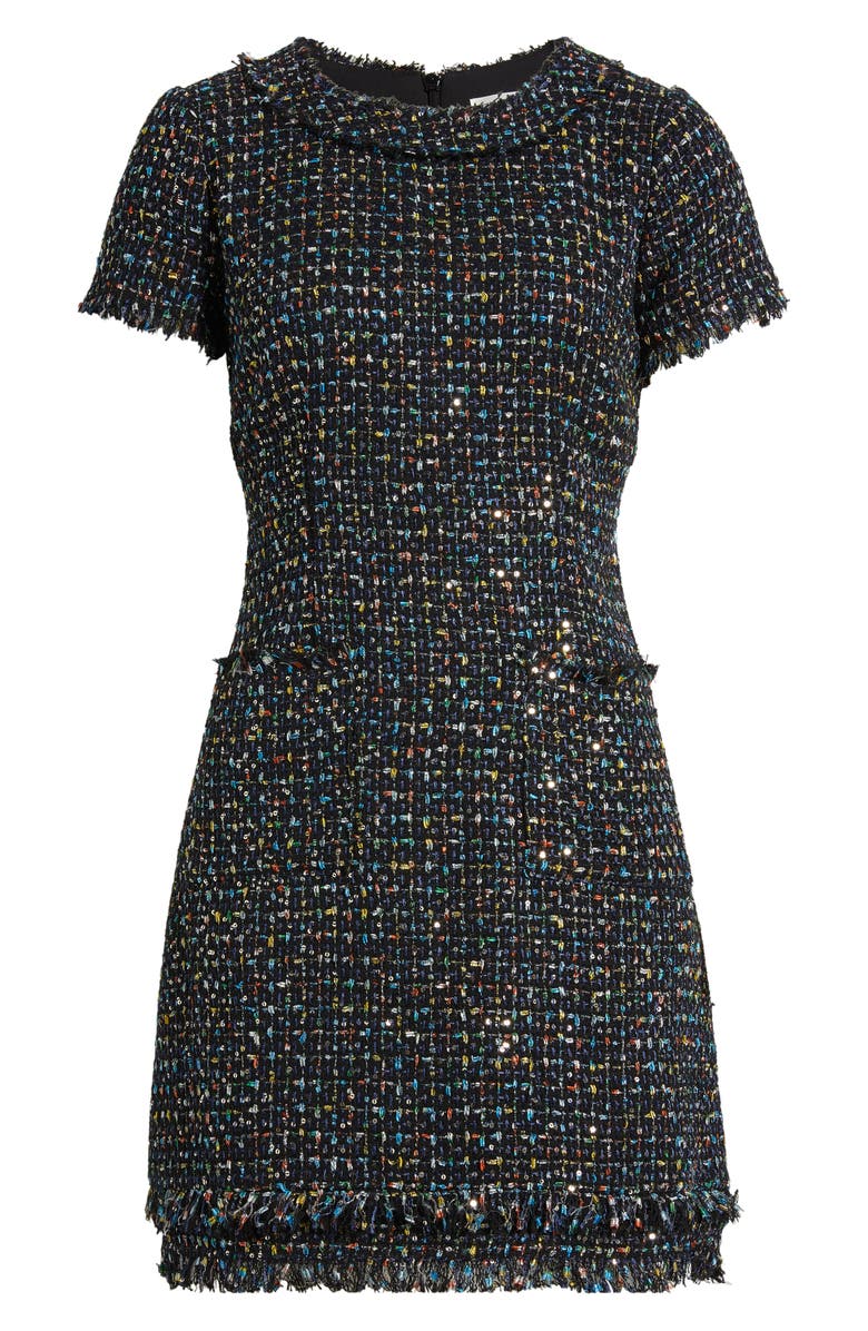 Eliza J Tweed Sheath Dress, Alternate, color, Black Multi