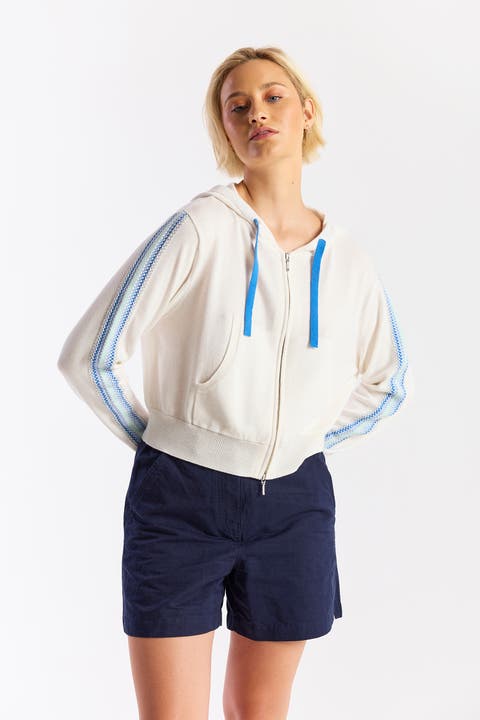 Geo Sleeve Cropped Hoodie