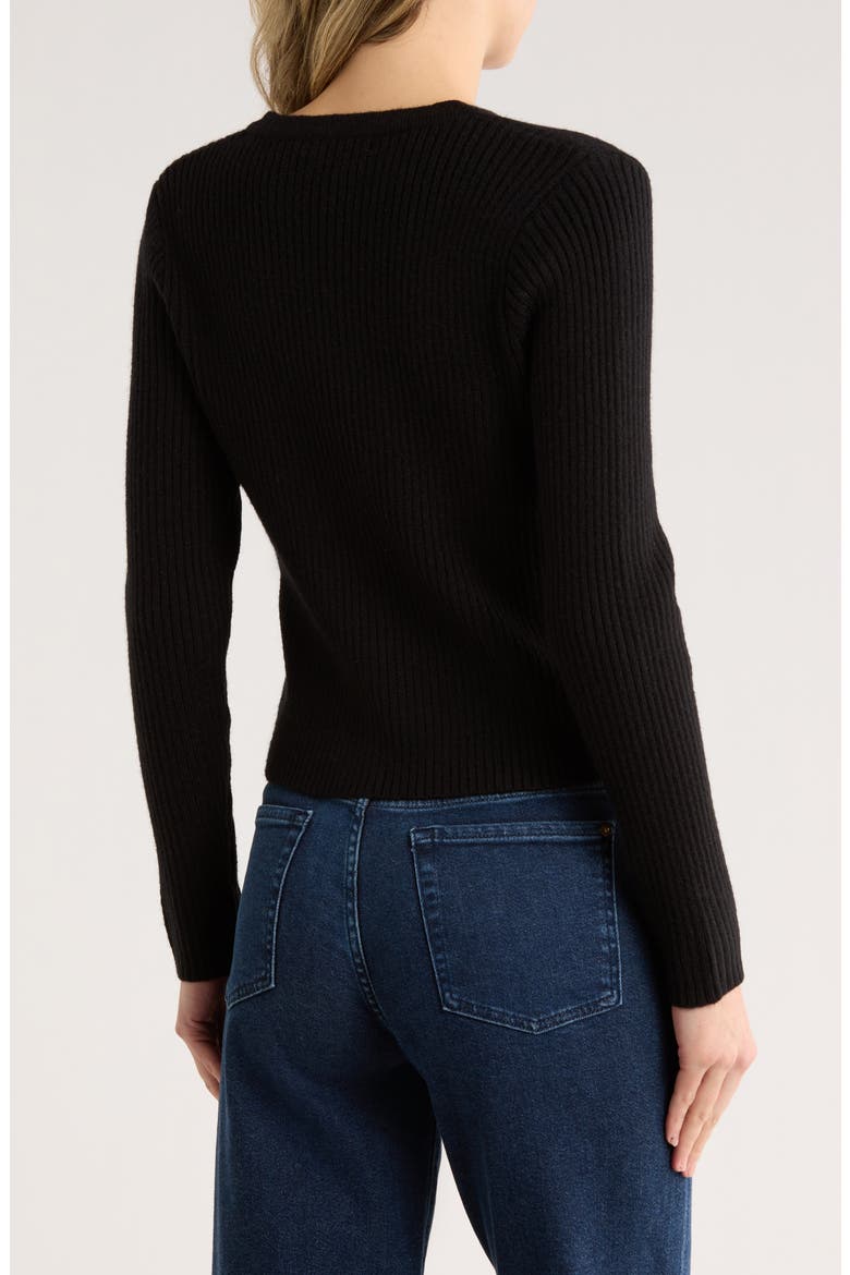 Cutaway Rib Cardigan, Alternate, color, BLACK