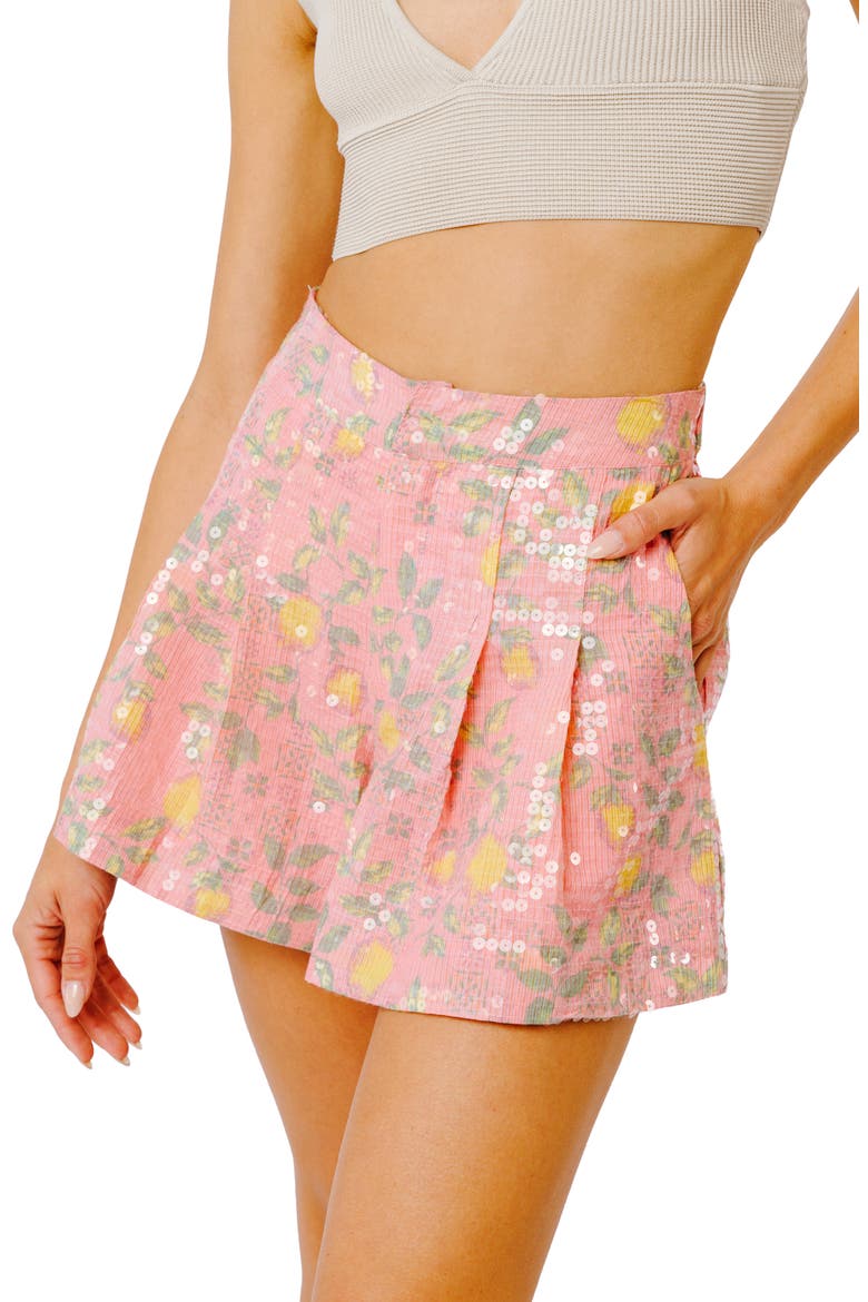 Stevie Sequined Shorts, Alternate, color, PINK