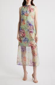 Vince Camuto Floral Sleeveless Organza Dress