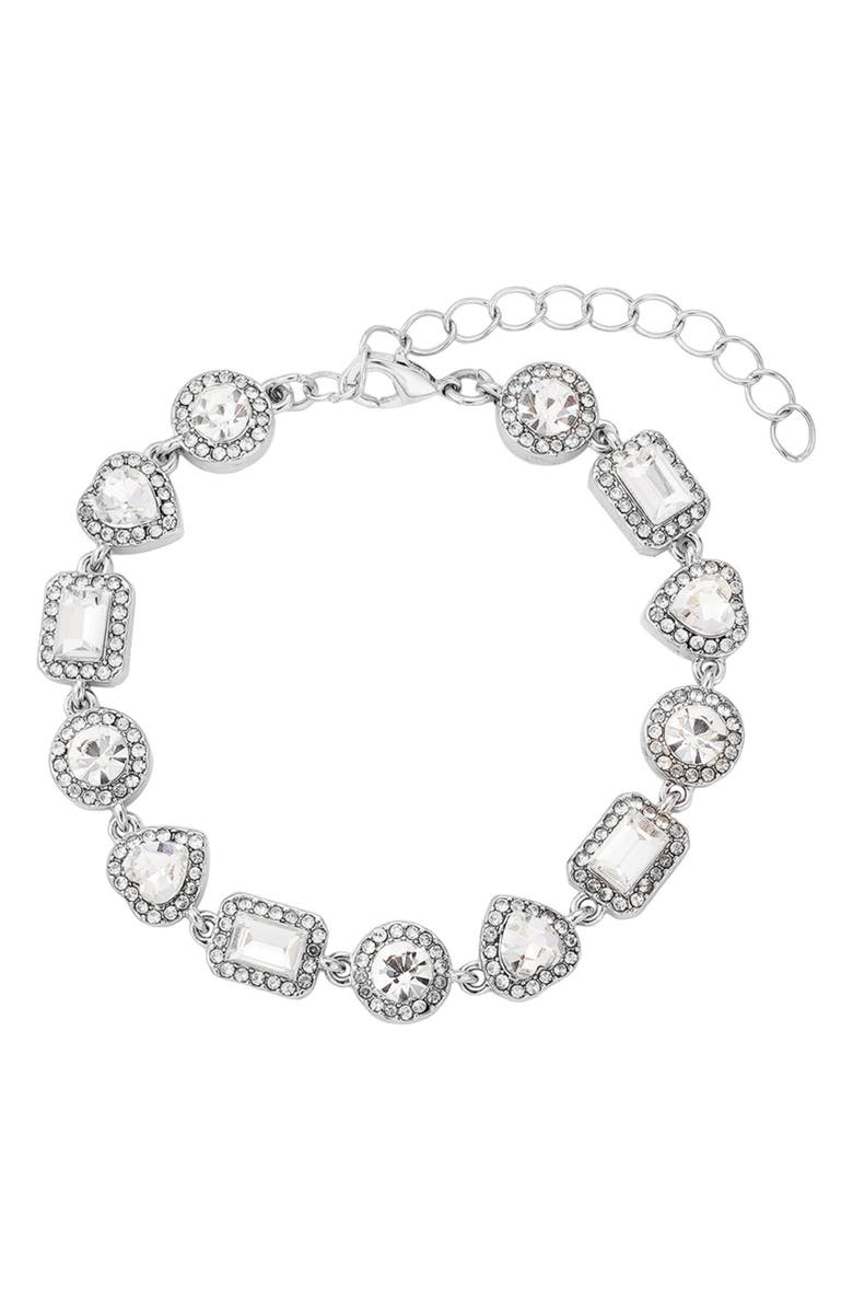 Adornia Crystal Halo Chain Bracelet, Main, color, Silver