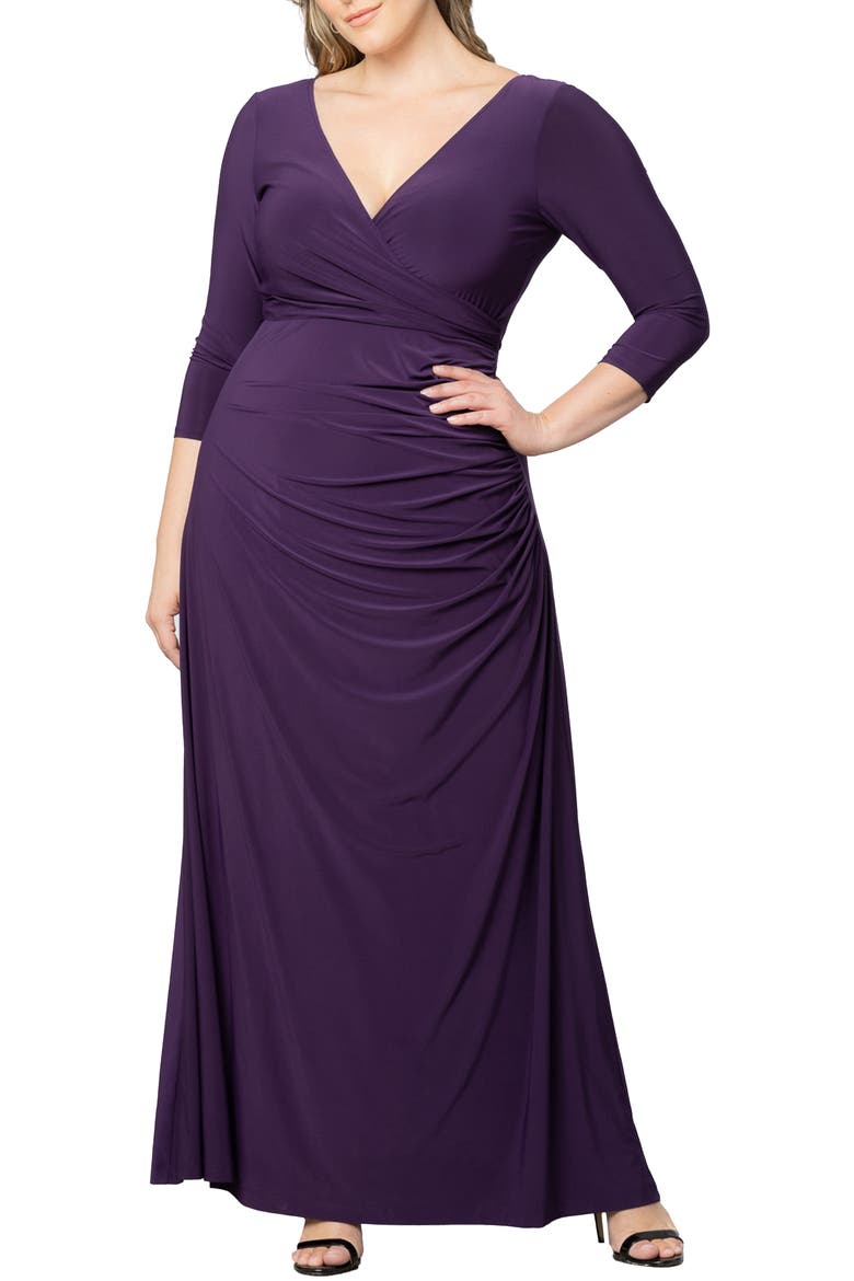 Gala Glam Cold Shoulder Gown, Main, color, IMPERIAL PLUM