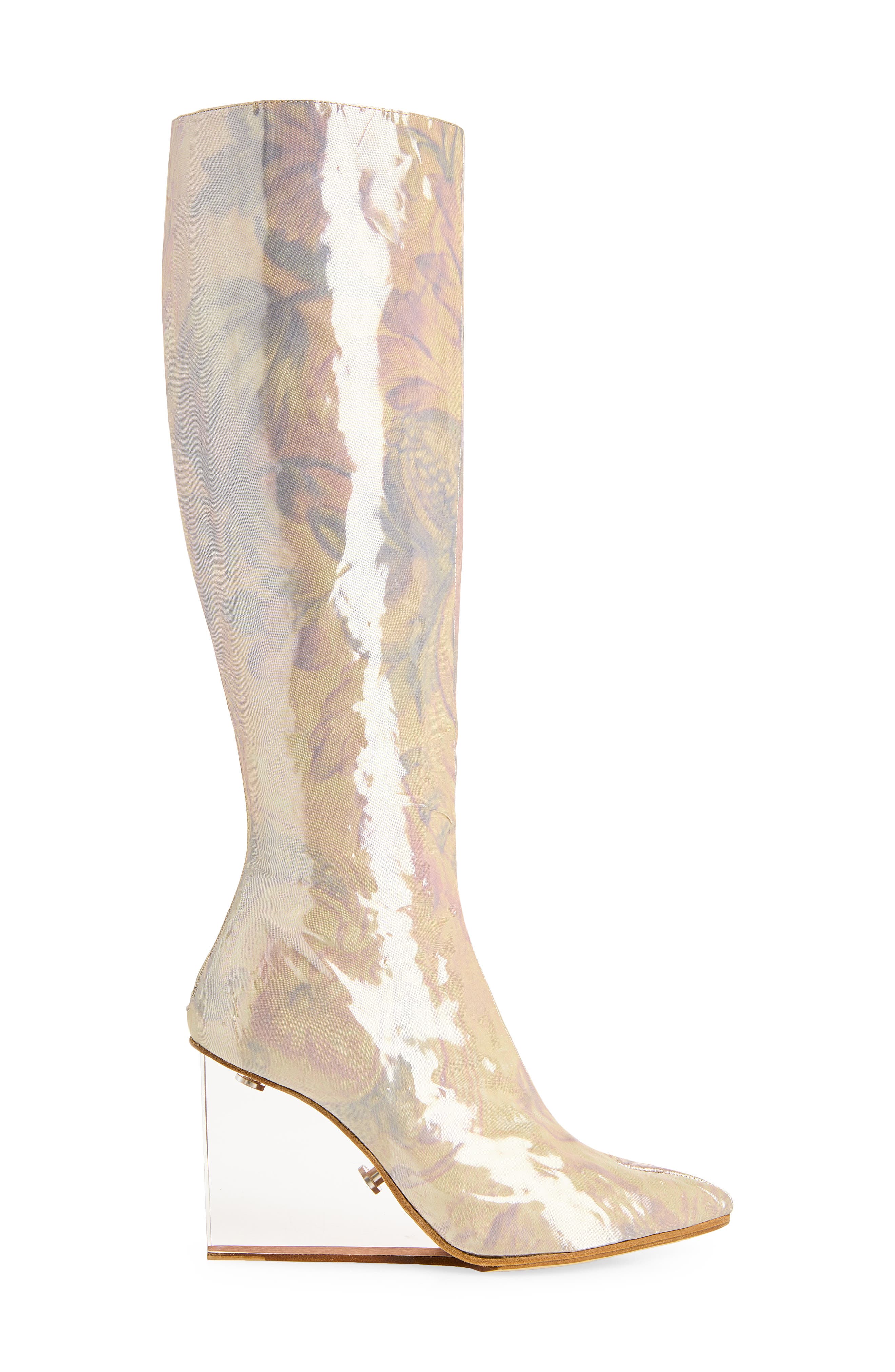 Maison Margiela Tabi Claw Plexi Knee High Boot, Alternate, color, Metallic Silver