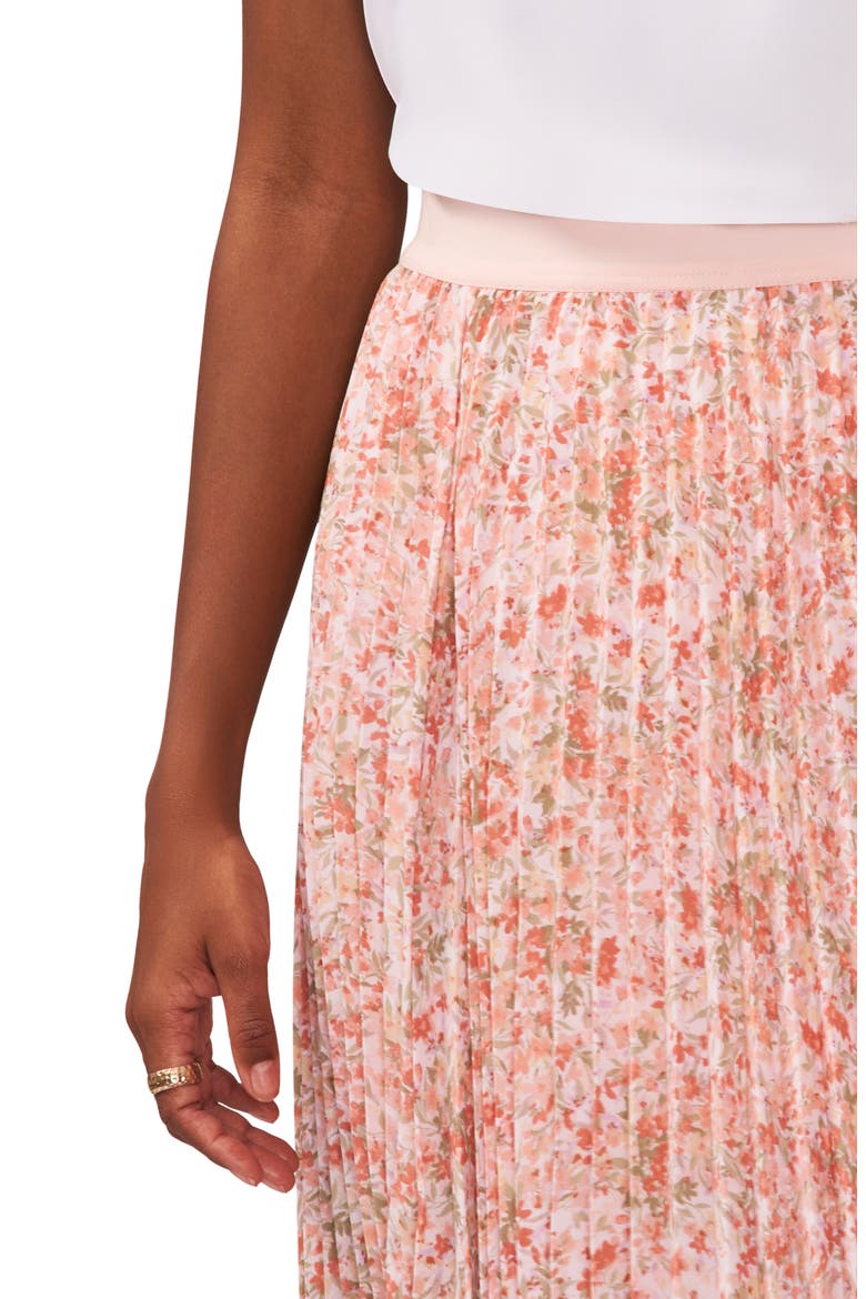 Double Slit Pleated Midi Skirt, Alternate, color, PINK DOGWOOD