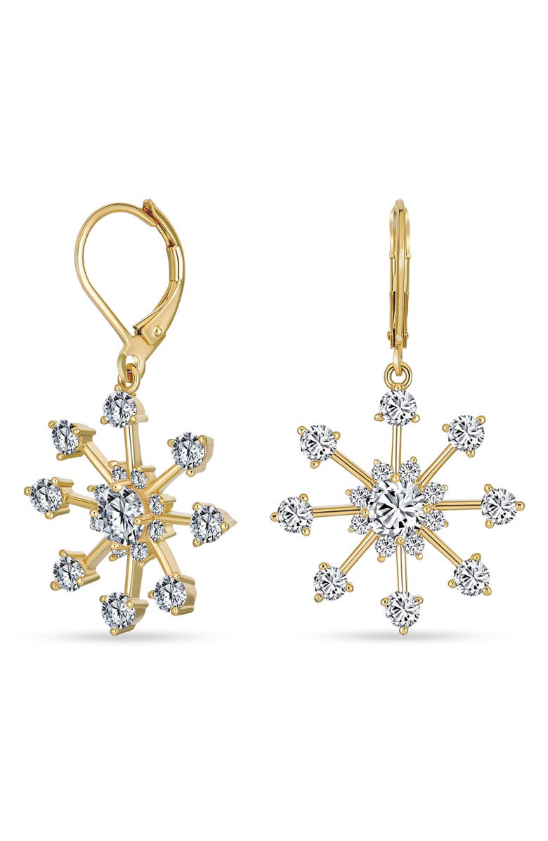 BLING JEWELRY CZ Snowflake Drop Earrings, Alternate, color, Clear