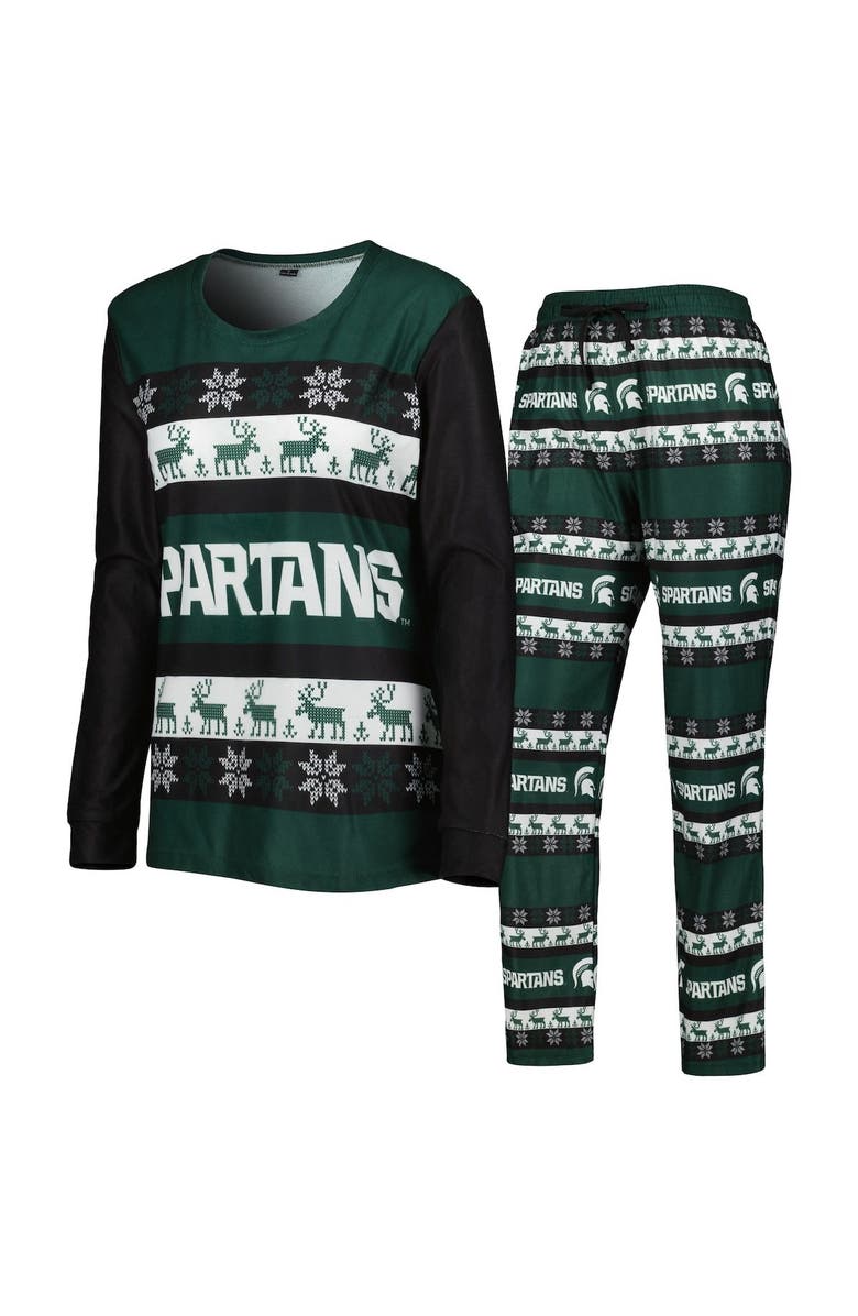 FOCO Women's FOCO Green Michigan State Spartans Ugly Long Sleeve T-Shirt & Pajama Pants Sleep Set, Alternate, color,