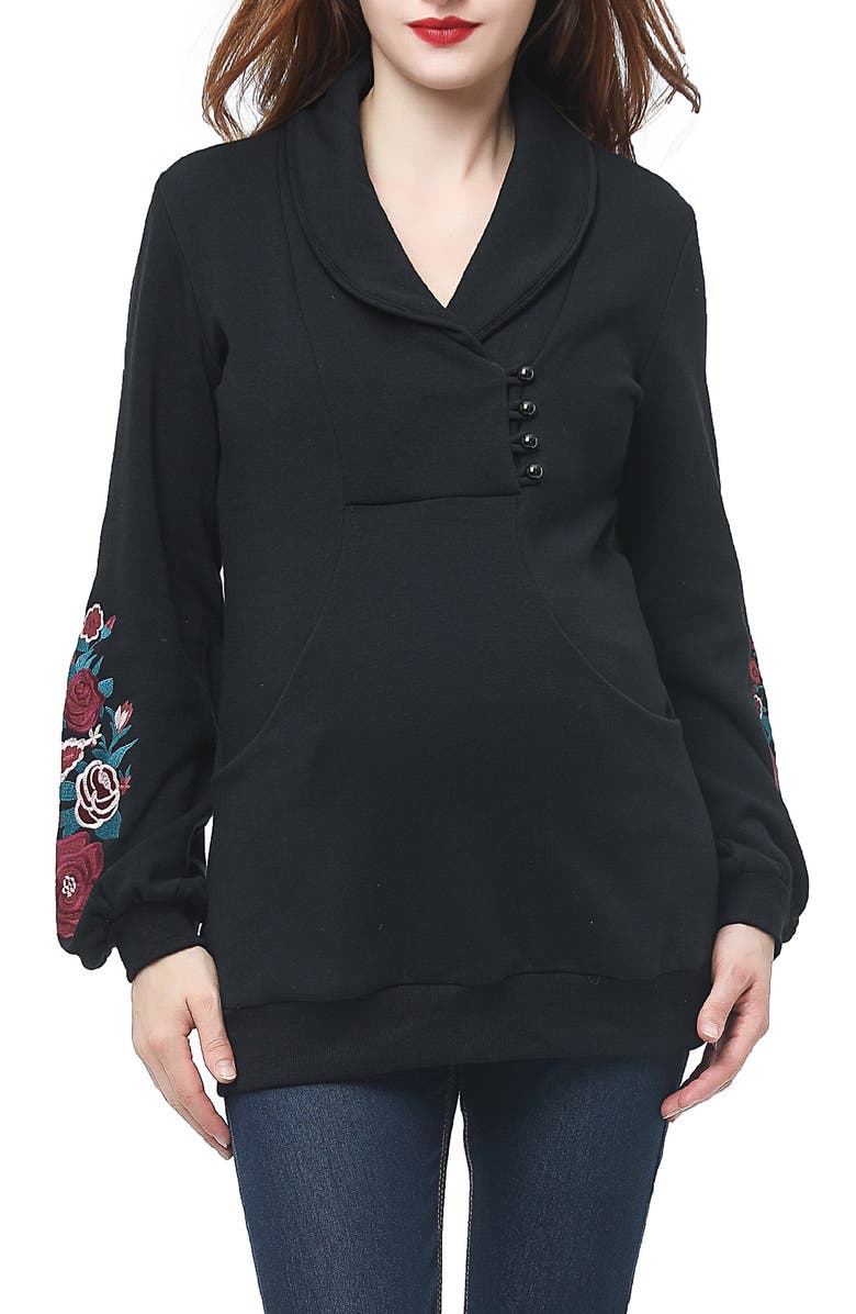Kimi and Kai Nellie Shawl Collar Maternity Top, Main, color, 
