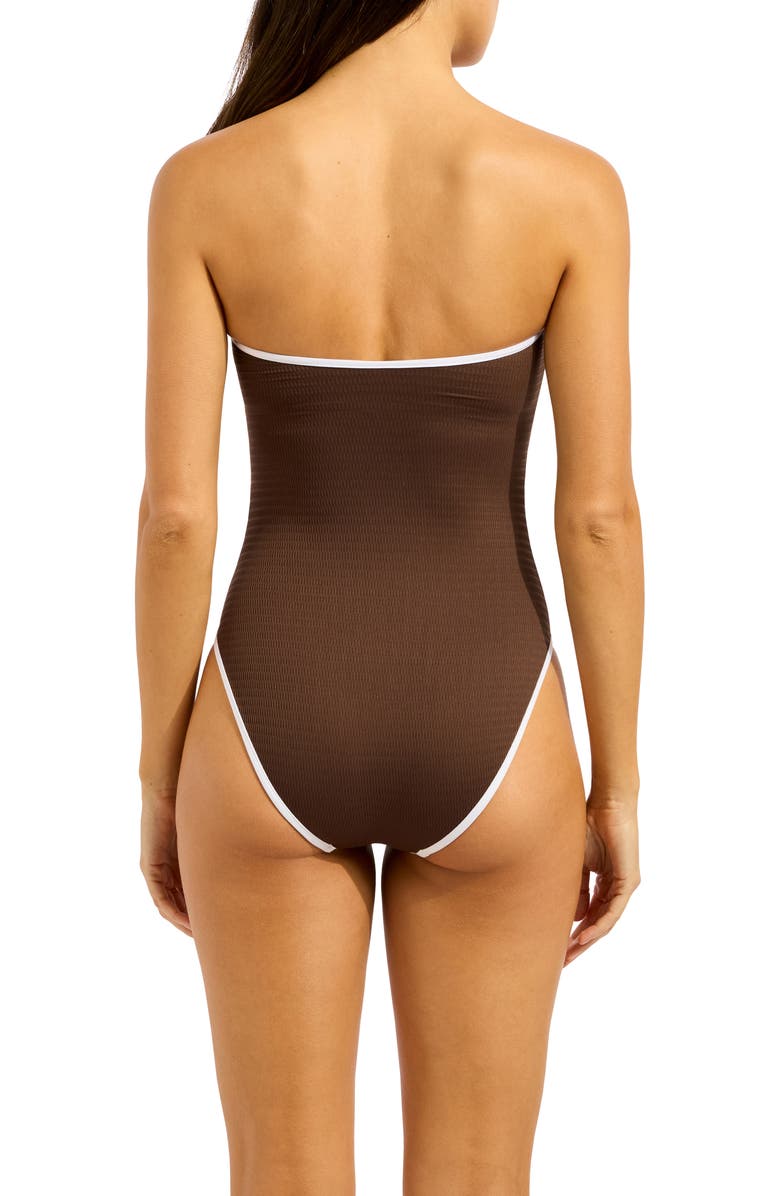 Seafolly Ring Front Strapless High Leg One-Piece Swimsuit, Alternate, color, Dark Chocolate