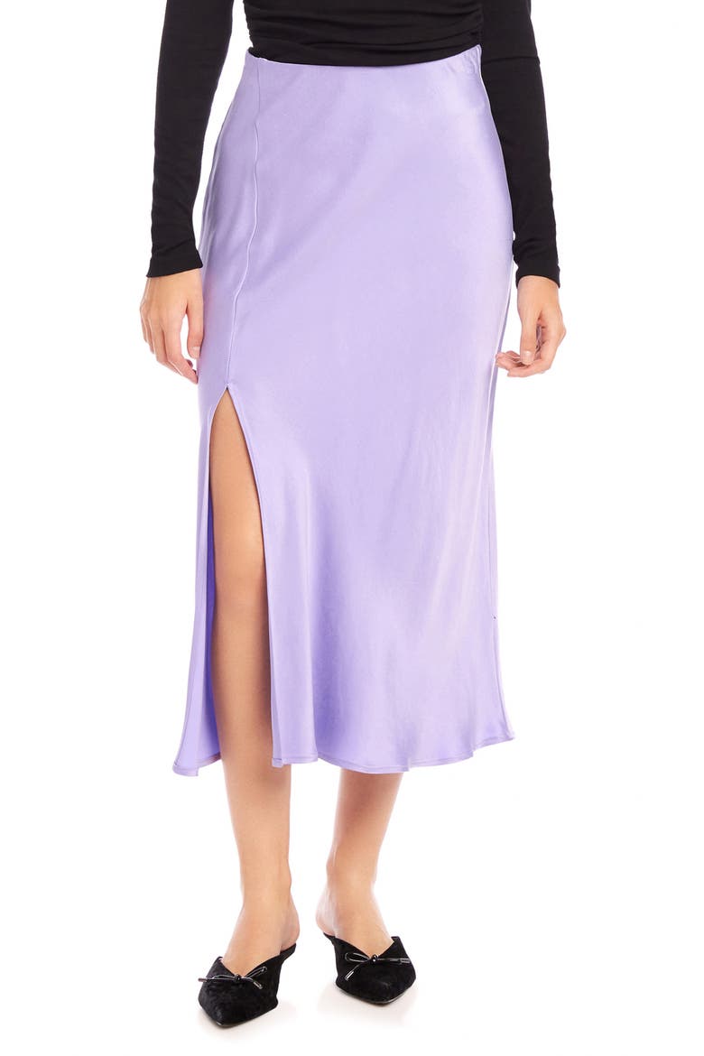 Brielle Side Slit Midi Skirt, Main, color, LILAC