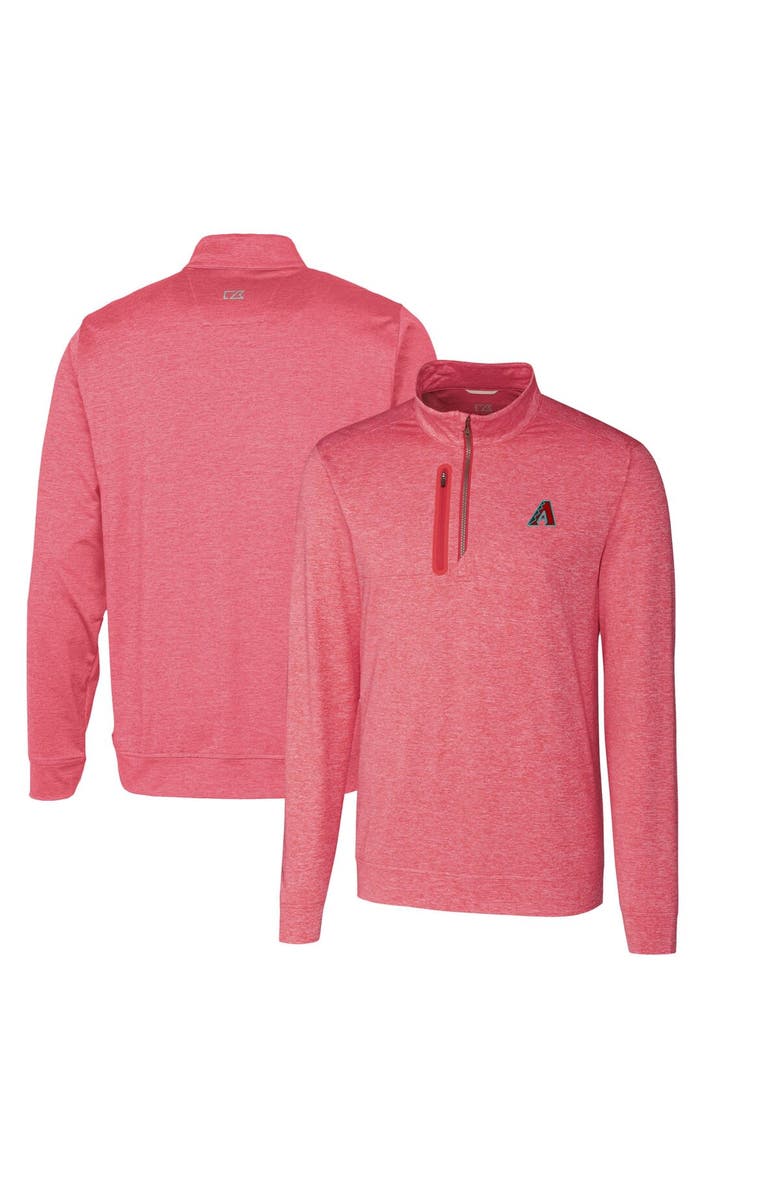 Cutter & Buck Men's Cutter & Buck  Red Arizona Diamondbacks Stealth Heathered Quarter-Zip Pullover Top, Main, color, 