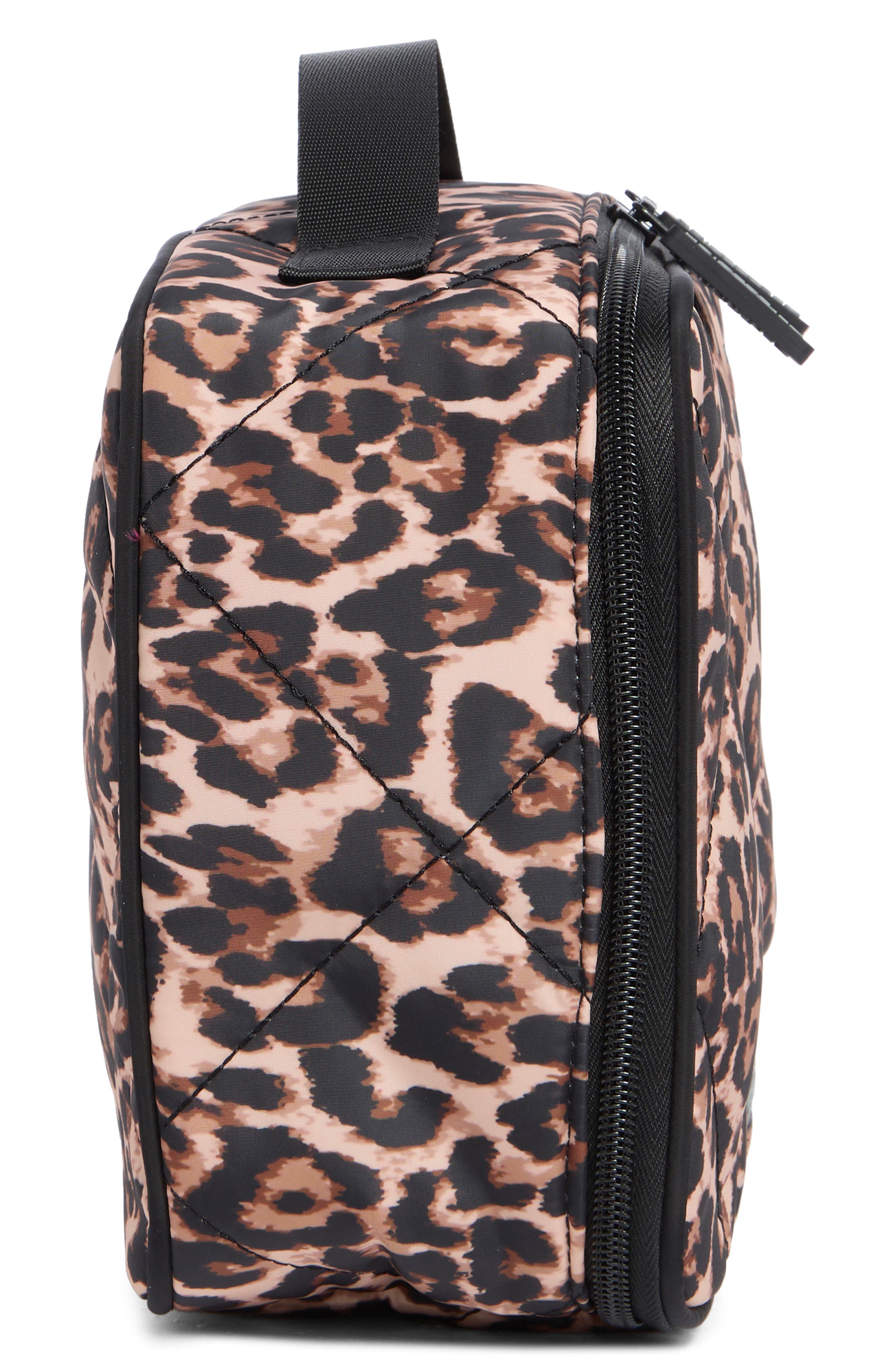 Puffy Quilted Train Case, Alternate, color, LEOPARD