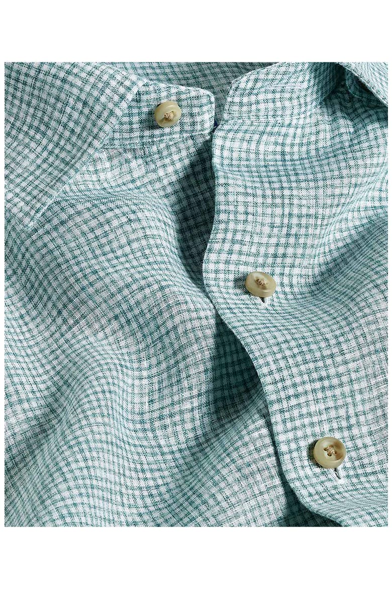 Linen Check Sport Shirt, Alternate, color, WHITE/ GREEN