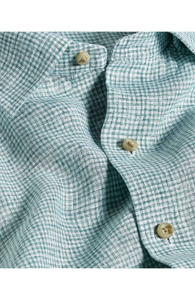 David Donahue Linen Check Sport Shirt, Alternate, color, White/ Green