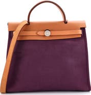 Pre-Owned Hermes Herbag Zip Leather and Toile 31