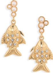 Leith Faux Pearl Fish Drop Earrings
