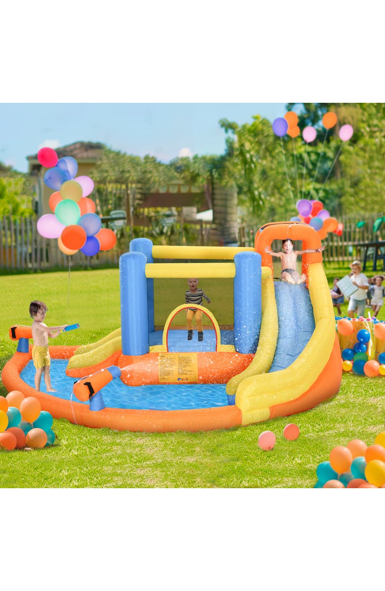 Outsunny 5-in-1 Kids Inflatable Water Slide Bounce House Water Park Jumping Castle, Alternate, color, Multi Color