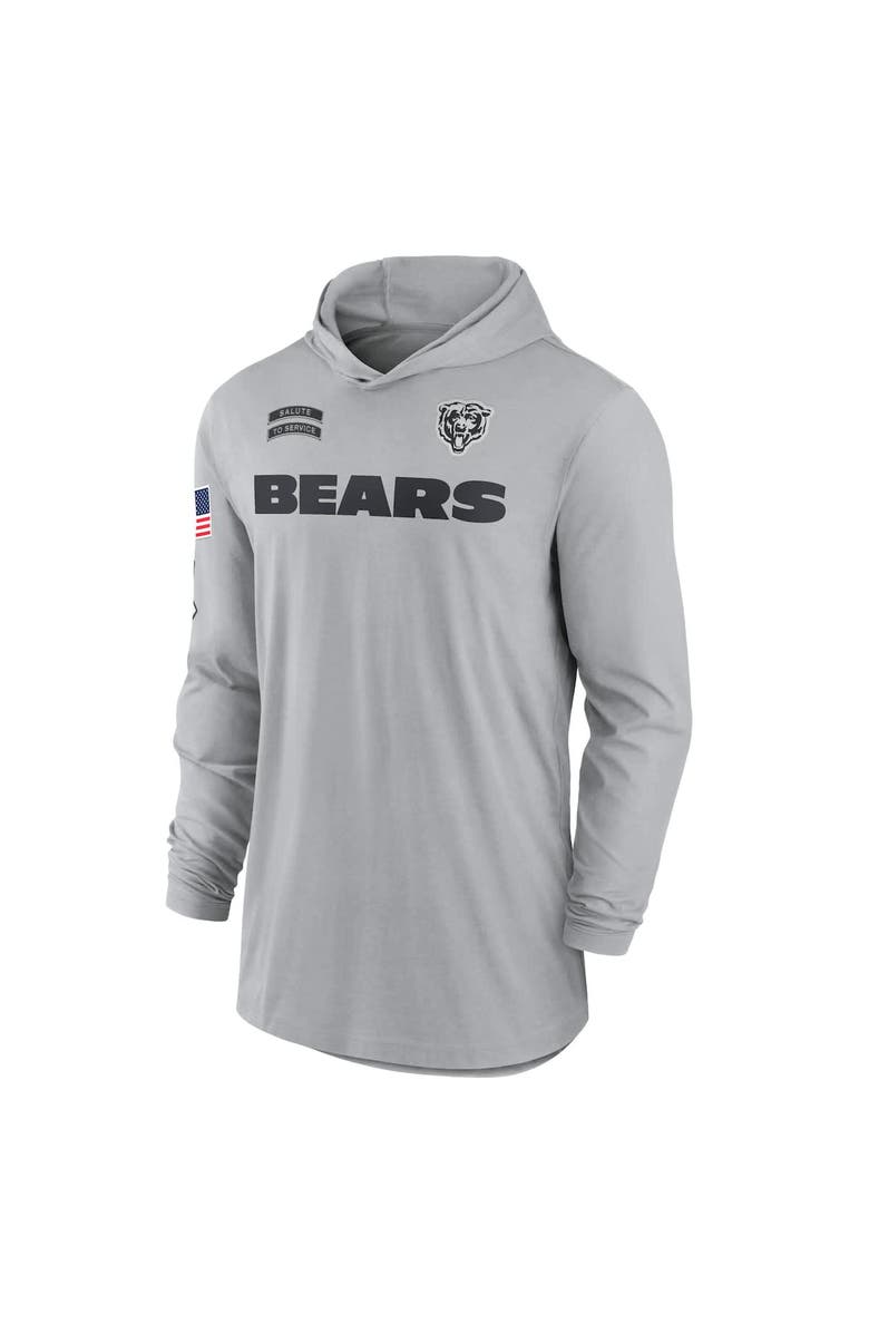 Nike Men's Nike Gray Chicago Bears 2024 Salute to Service Lightweight Performance Long Sleeve Hooded T-Shirt, Alternate, color, 
