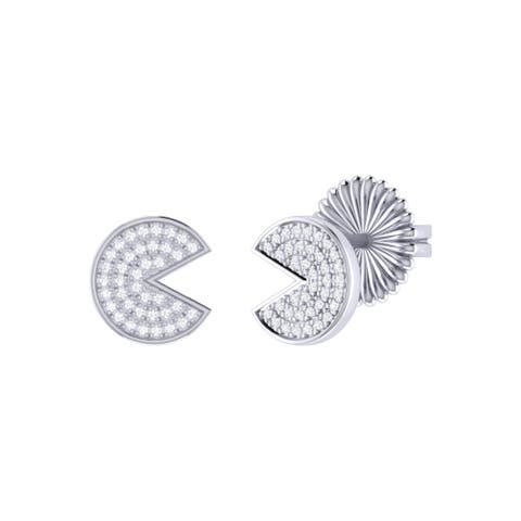 Pac Man Candy Sterling Silver Diamond Earring