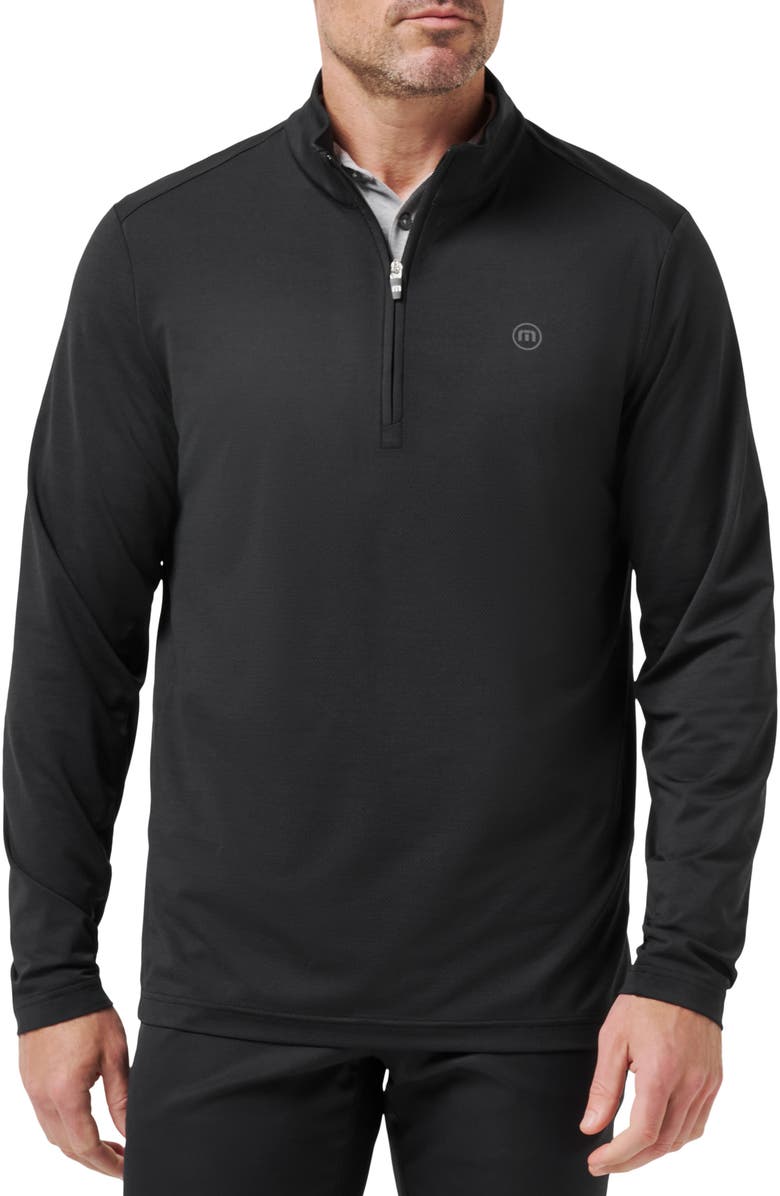 TravisMathew Heater Pro Quarter Zip Pullover, Main, color, Black