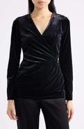Anne Klein Faux Wrap Velvet Top