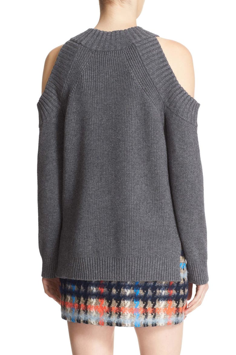 Cold Shoulder Crewneck Sweater, Alternate, color, GREY