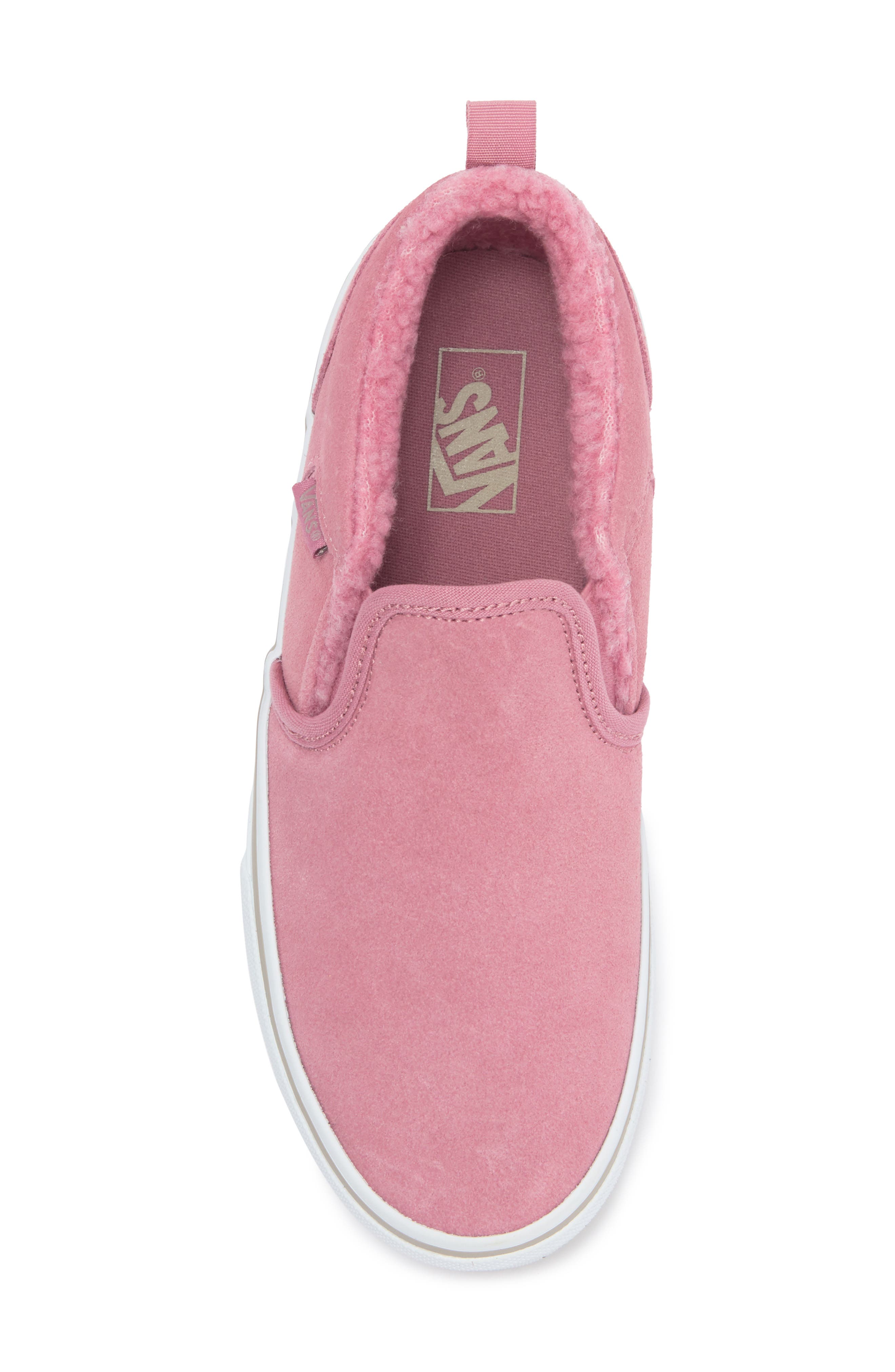Kids' Asher Slip-On Sneaker, Alternate, color, SUEDE/SHERPA FOXGLOVE