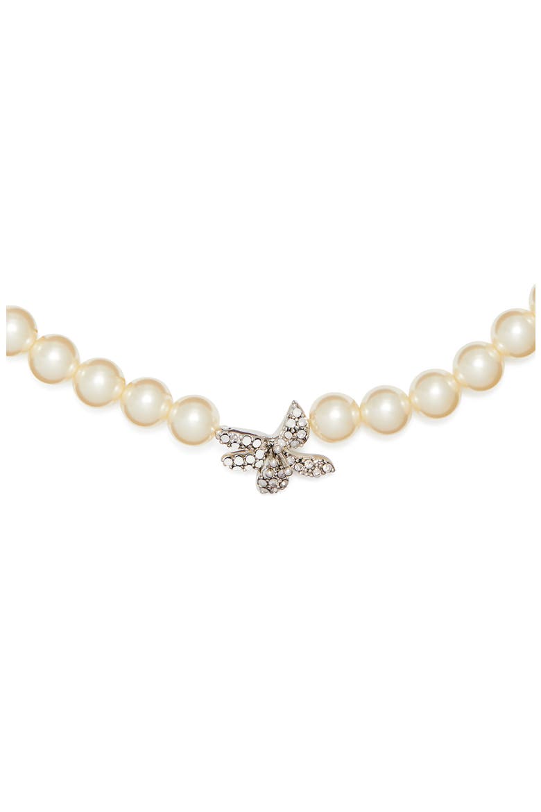 Moondance Pavé Flower & Faux Pearl Necklace, Alternate, color, TORY SILVER / PEARL / CRYSTAL