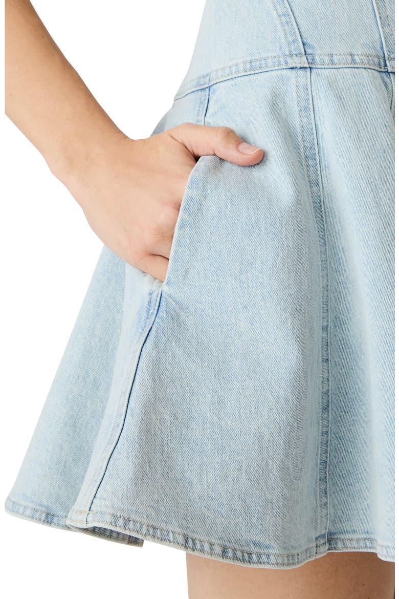 Liya Flare Denim Minidress, Alternate, color, SULPHUR SPRING