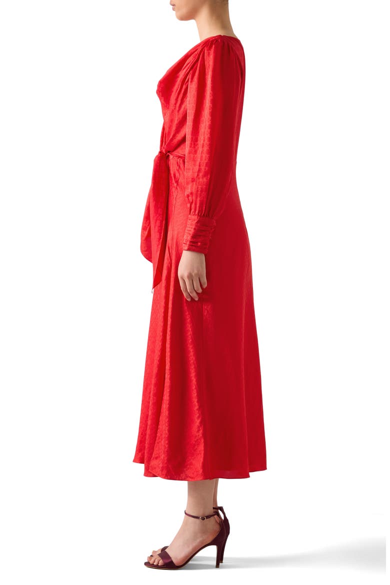 Lainey Tie Waist Long Sleeve Maxi Dress, Alternate, color, RED
