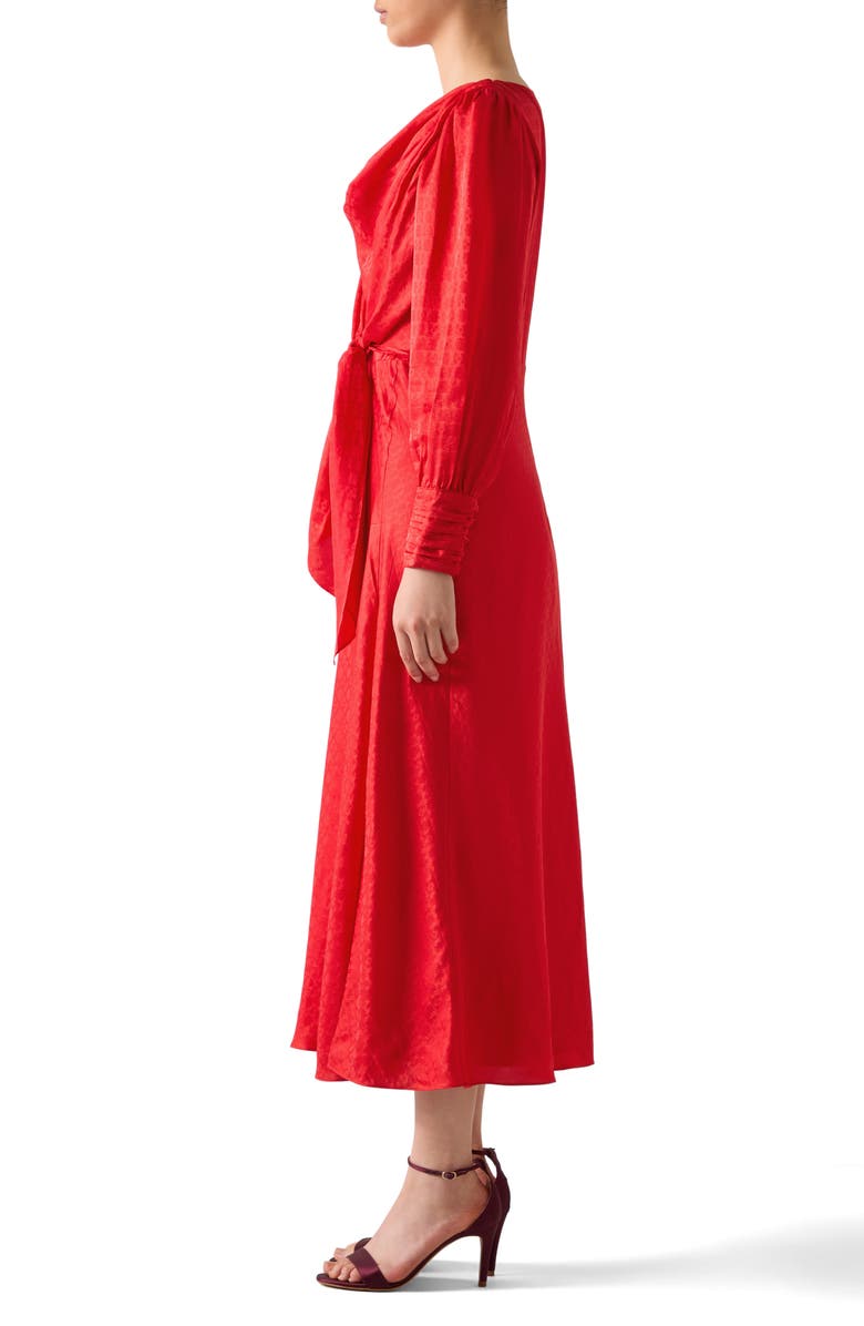 LK Bennett Lainey Tie Waist Long Sleeve Maxi Dress, Alternate, color, Red