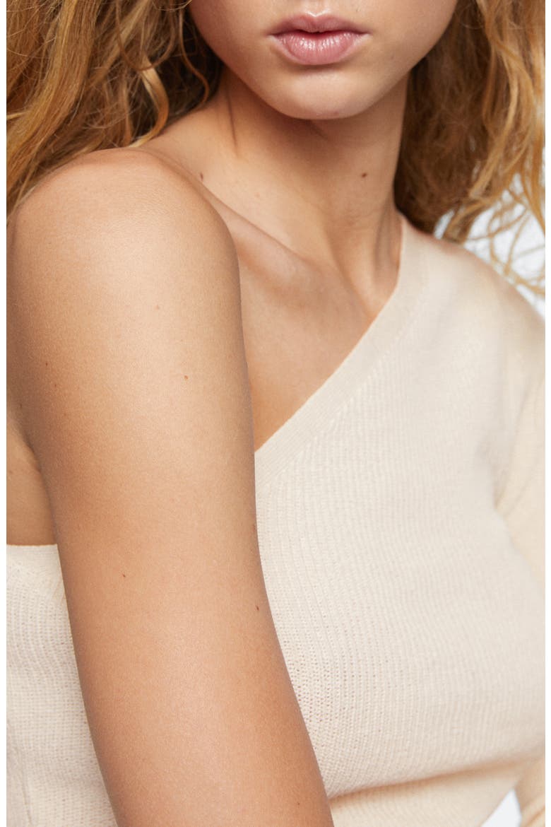 One-Shoulder Rib Sweater, Alternate, color, ECRU