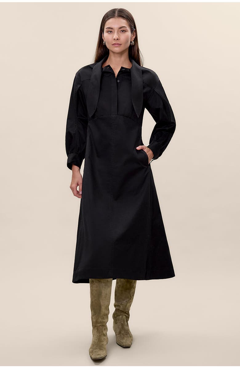 Rebecca Taylor Elspeth Twill Dress, Main, color, Black