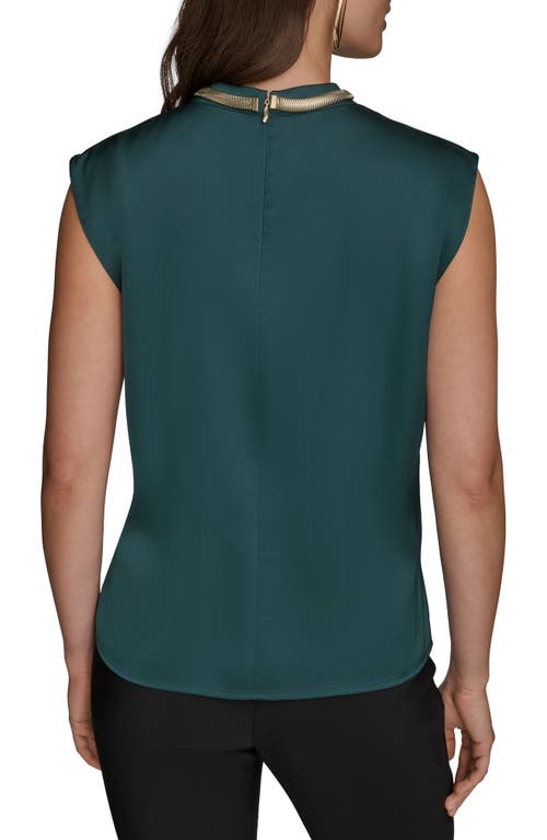 Donna Karan New York Twist Neck Hardware Sleeveless Top In Gold