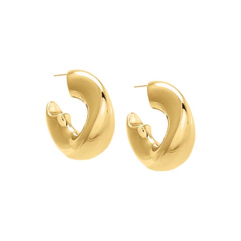 Solid Wide Hollow Curved Hoop Earring