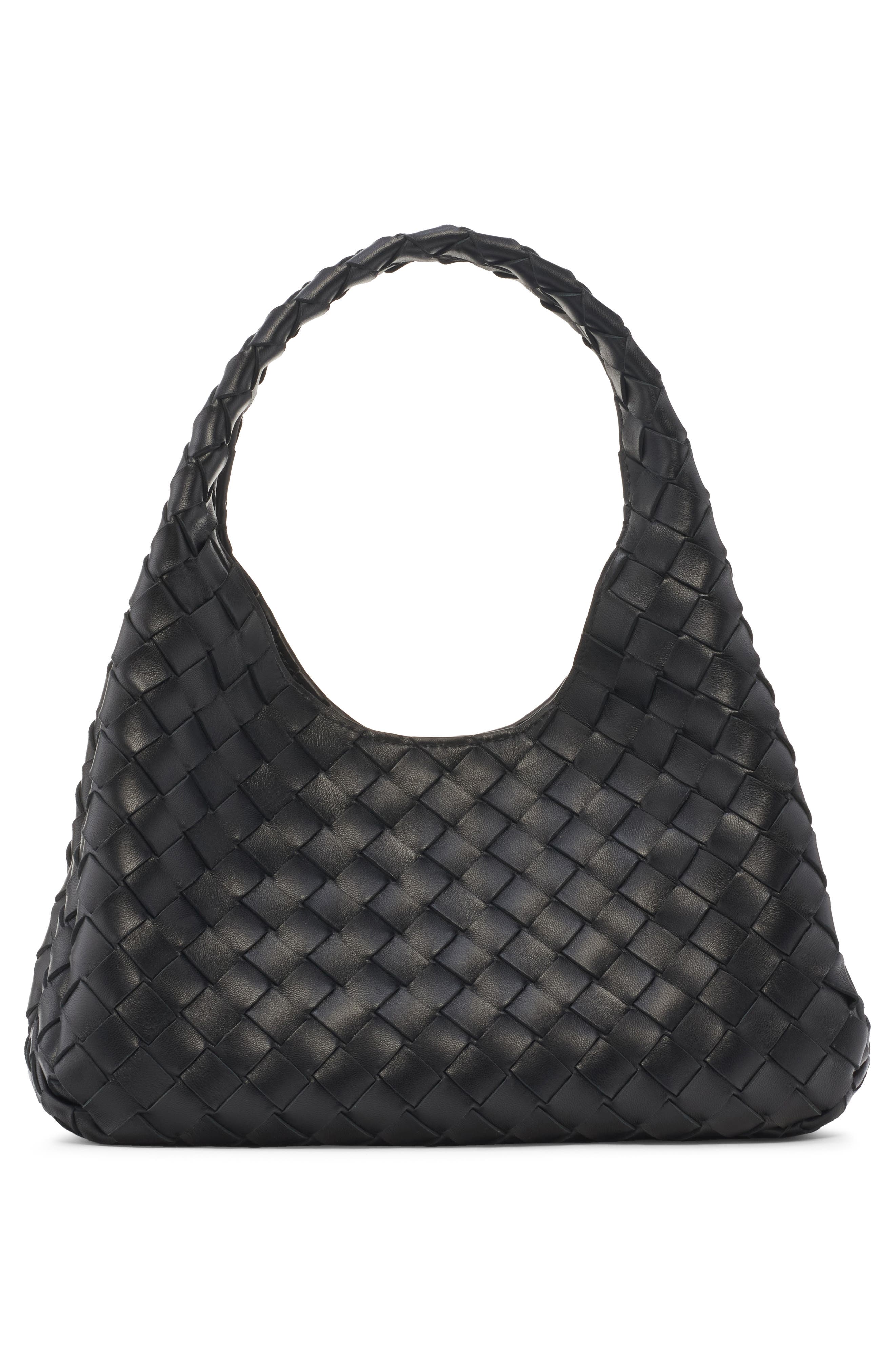Bottega Veneta Small Campana Intrecciato Leather Shoulder Bag, Alternate, color, Black-Brass