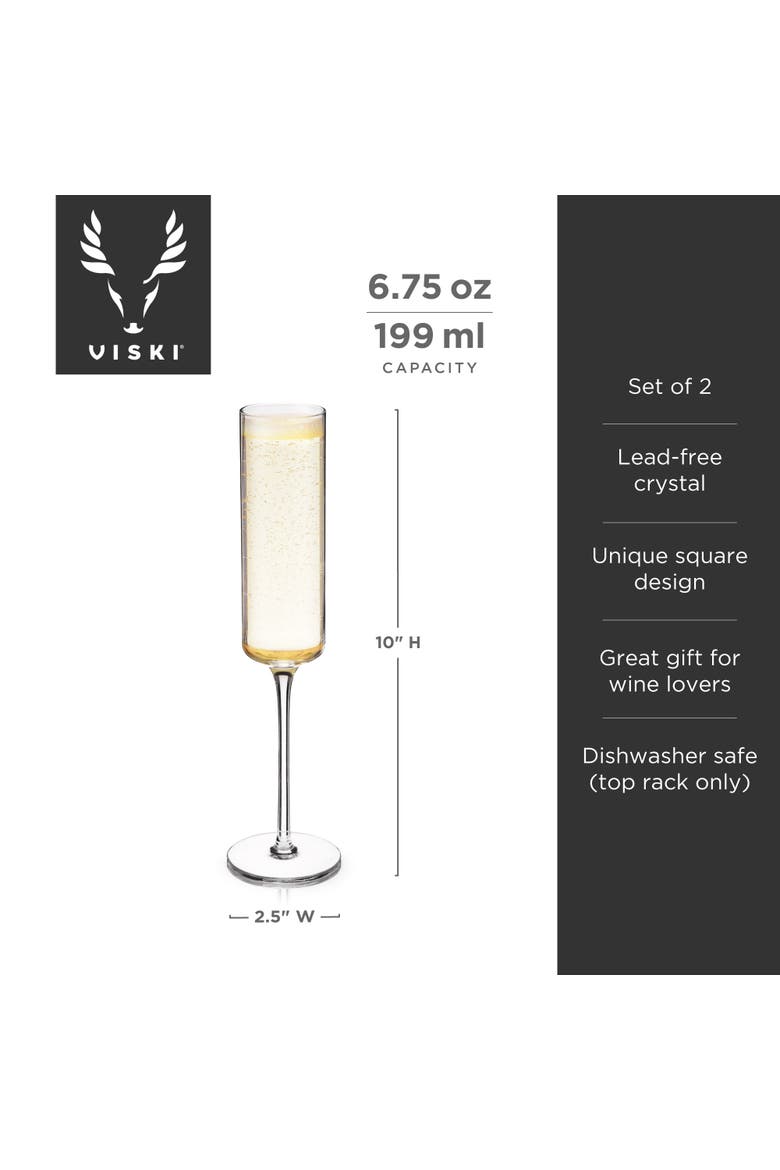 Laurel Crystal Champagne Flutes Set of 2, Alternate, color, Clear