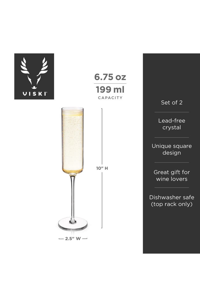 Viski Laurel Crystal Champagne Flutes Set of 2, Alternate, color, Clear